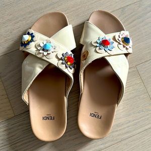 Fendi Flowerland Leather Slip On